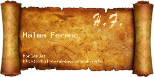 Halma Ferenc névjegykártya